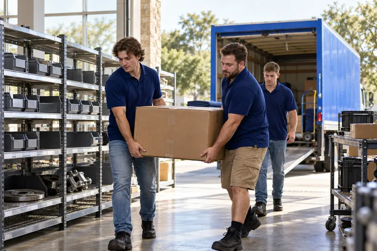 Auto Parts Store moving in San Antonio: moving crew at work