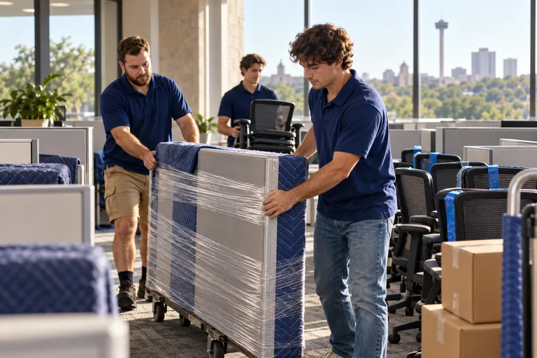 Call Center moving in San Antonio: moving crew at work