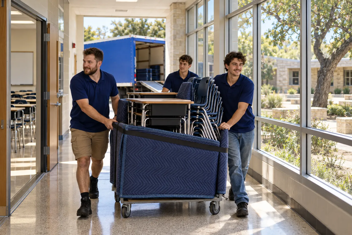 Classroom Furniture Moving moving in San Antonio: moving crew at work