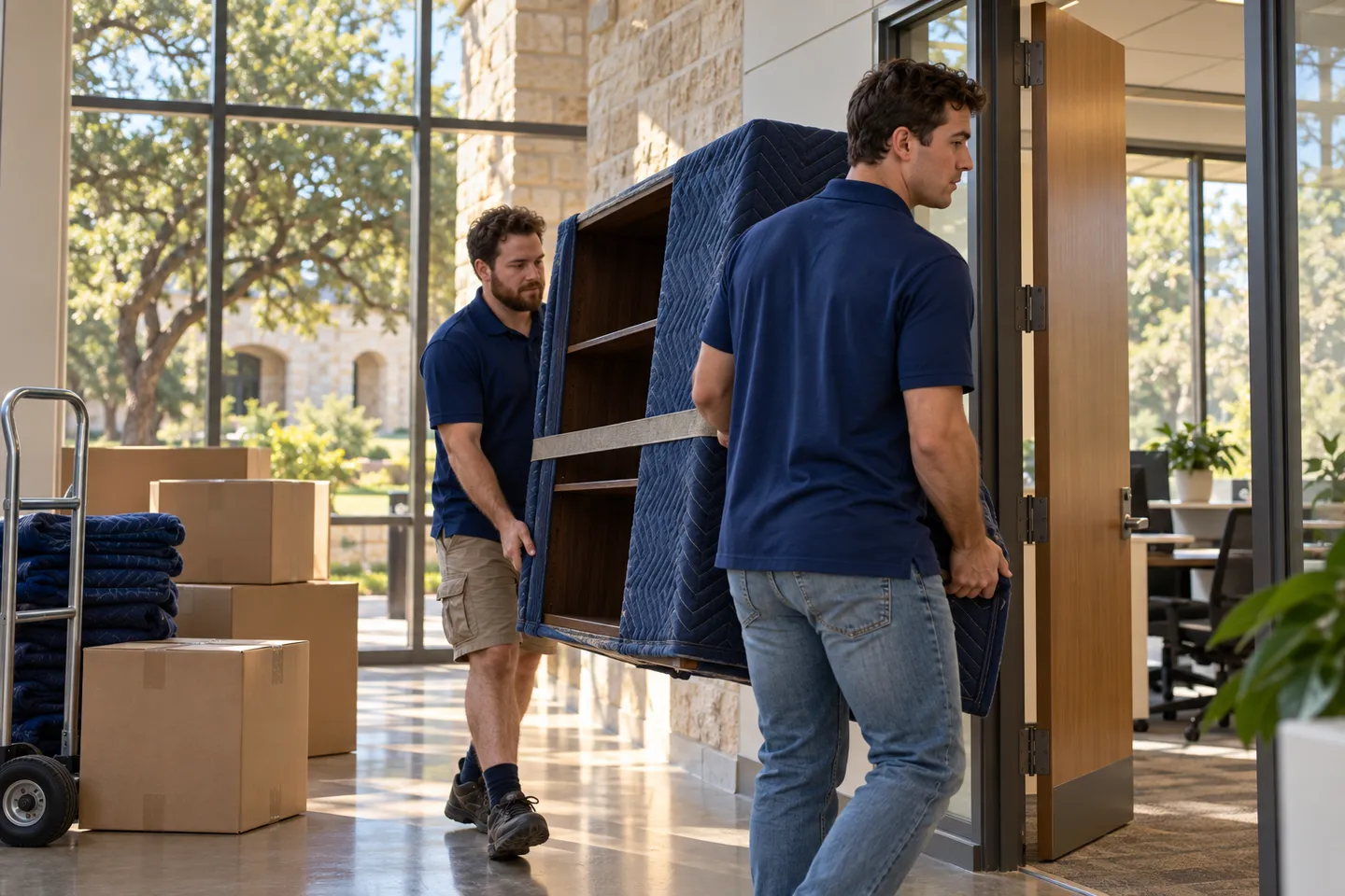 College & University moving in San Antonio: moving crew at work