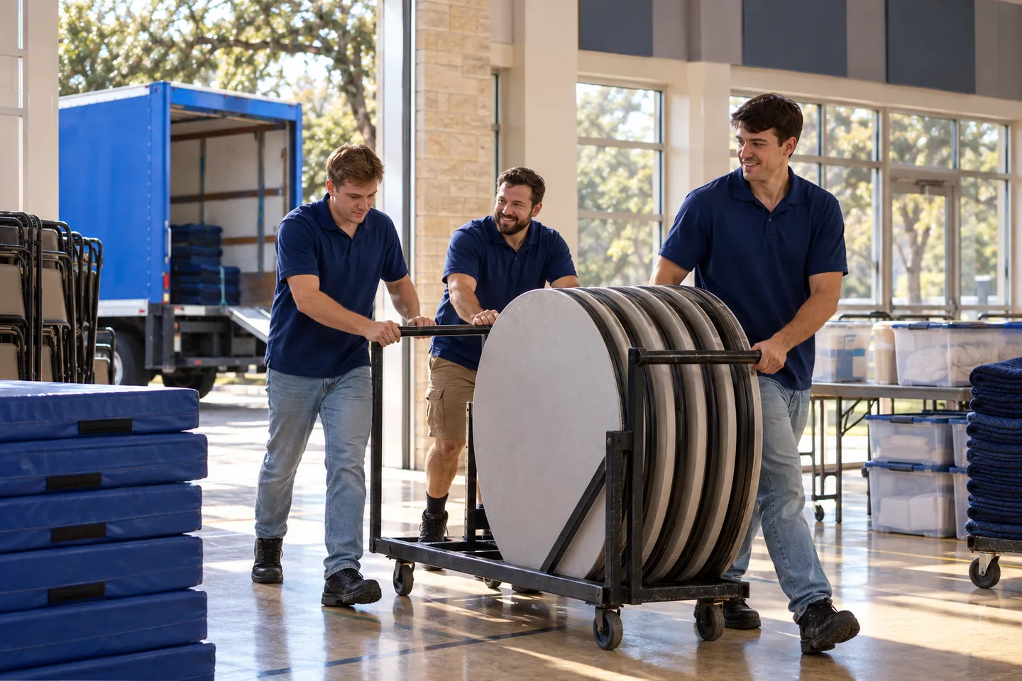 Community Center moving in San Antonio: moving crew at work