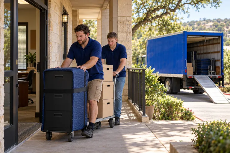Condo & HOA Office moving in San Antonio: moving crew at work