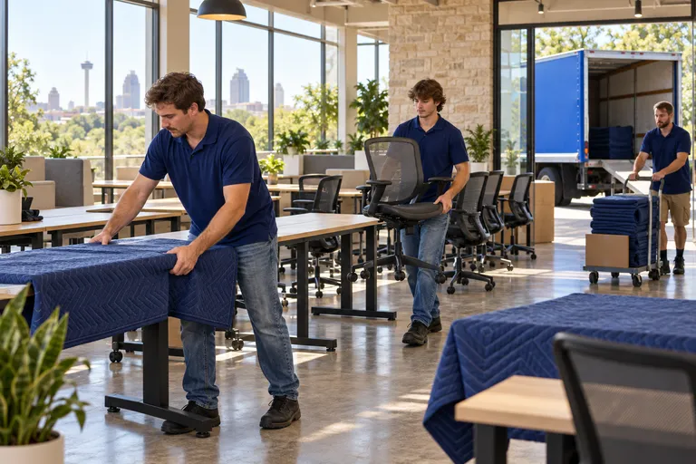 Coworking Space moving in San Antonio: moving crew at work