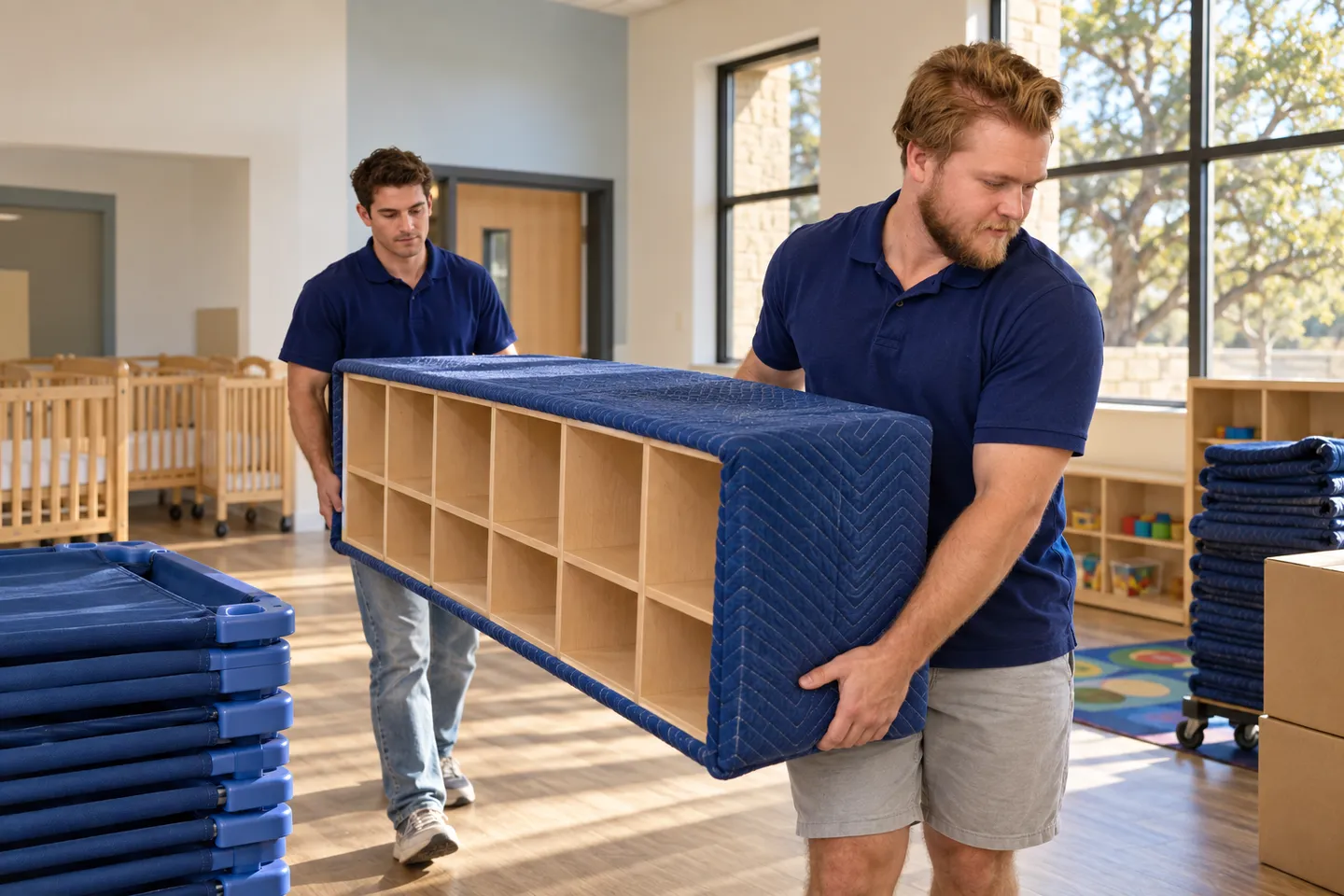 Daycare & Preschool moving in San Antonio: moving crew at work