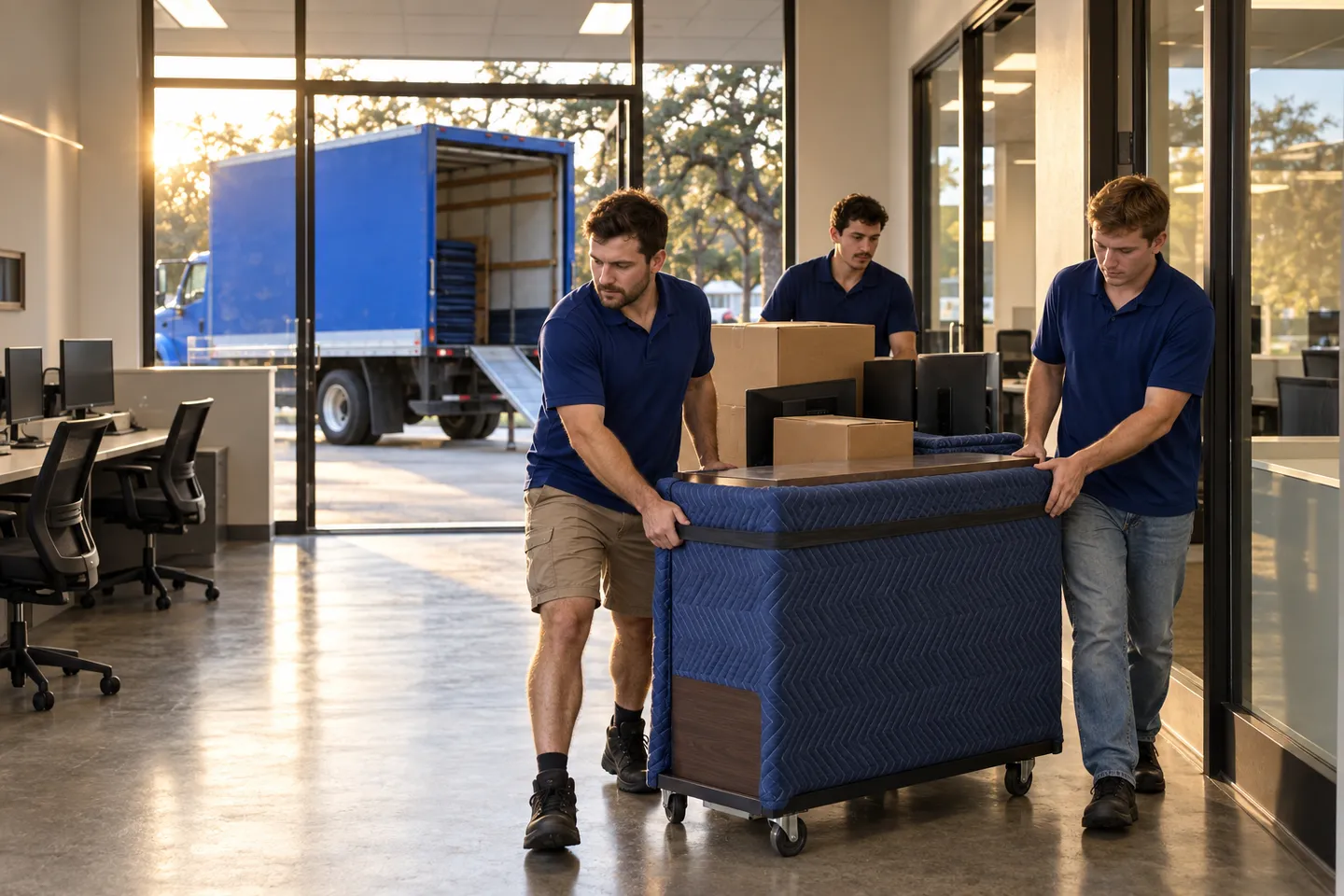 Distribution Center Office moving in San Antonio: moving crew at work