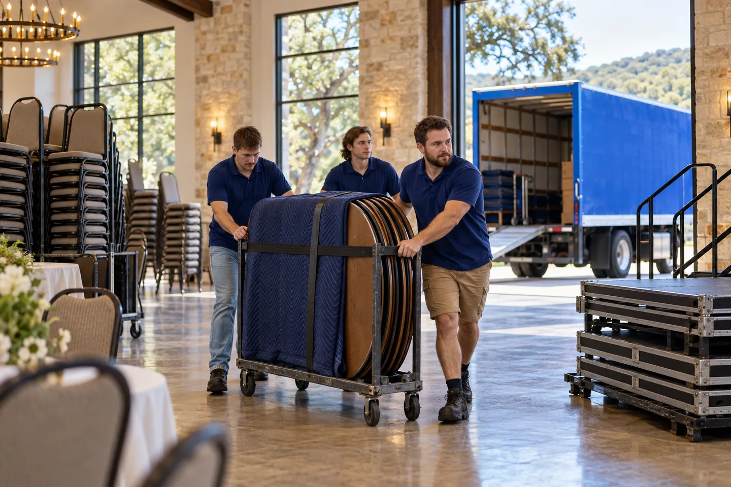 Event Venue moving in San Antonio: moving crew at work