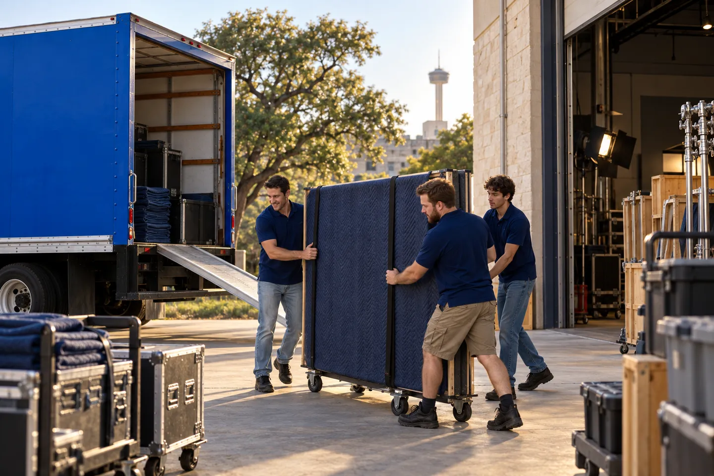 Film Production Studio moving in San Antonio: moving crew at work