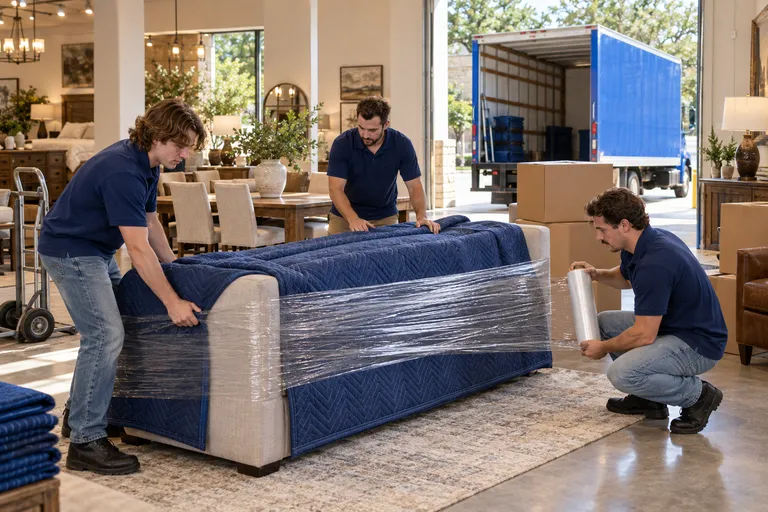 Furniture Store moving in San Antonio: moving crew at work