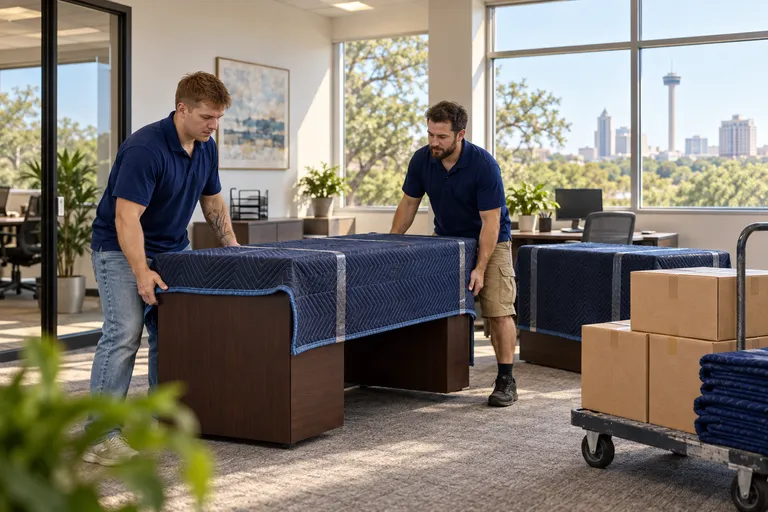 Insurance Office moving in San Antonio: moving crew at work