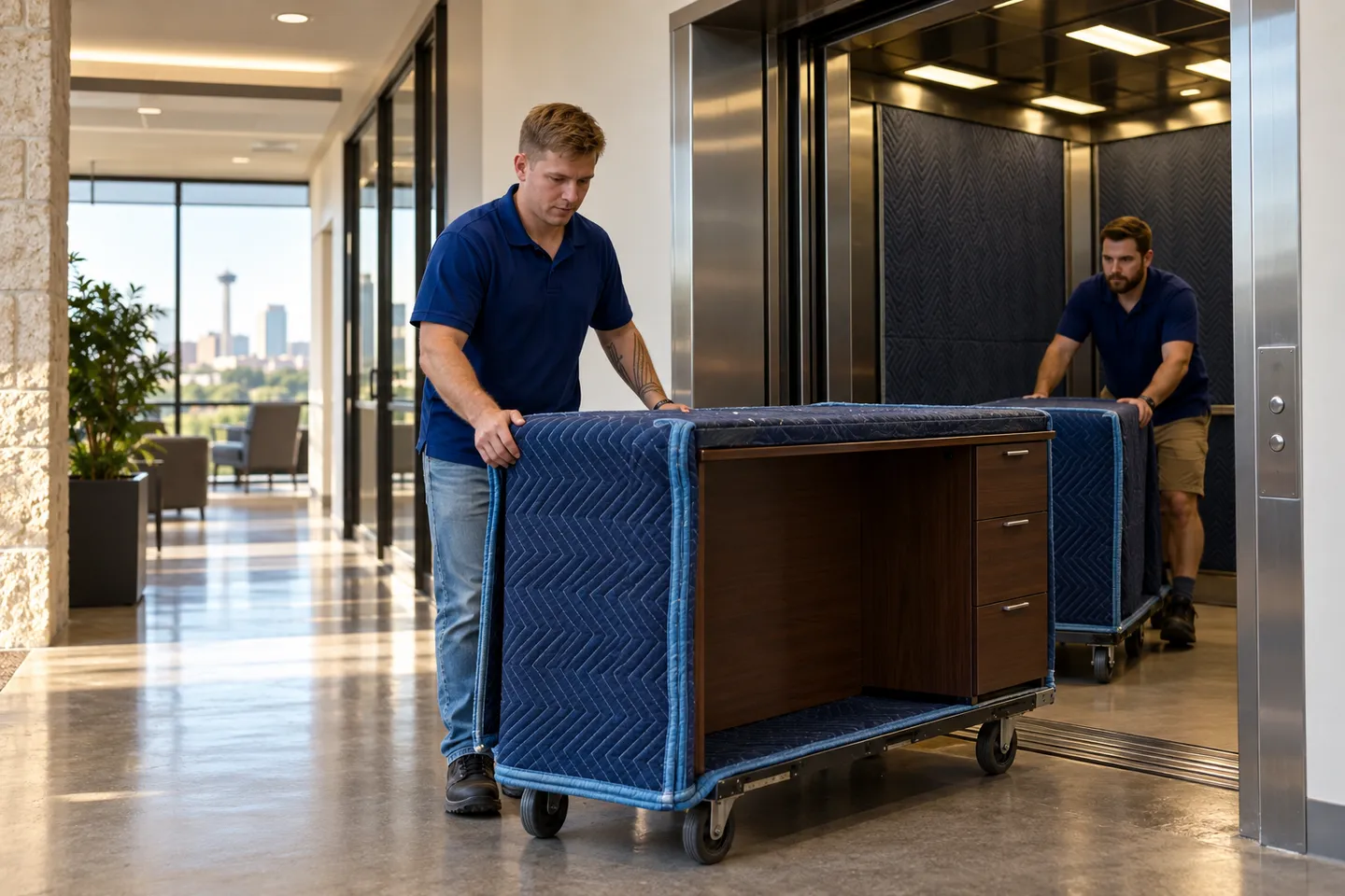 Internal Office Moves moving in San Antonio: moving crew at work