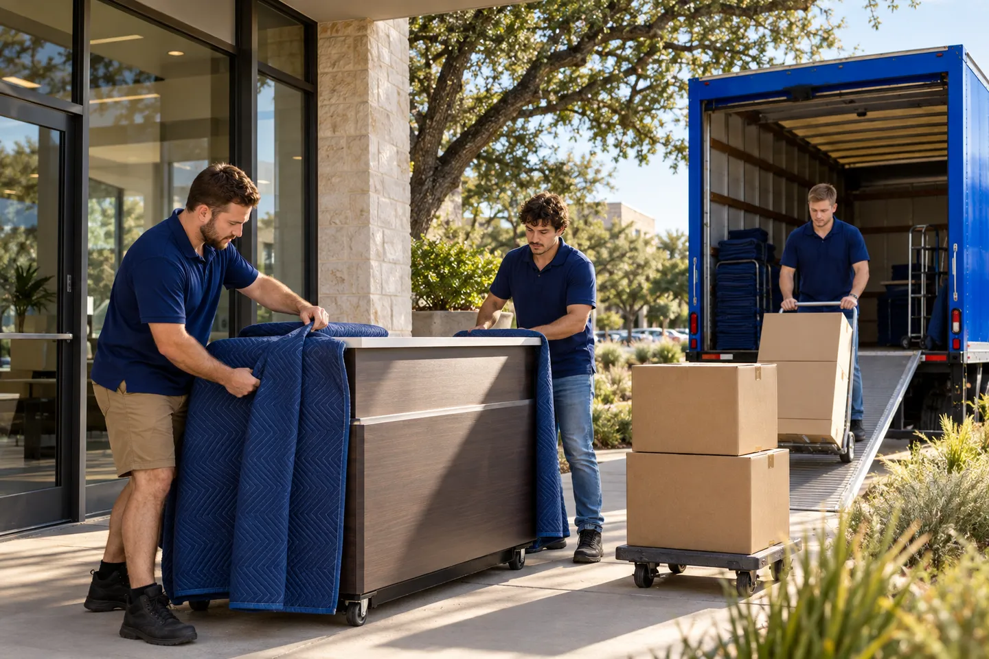 Interstate Business Relocation moving in San Antonio: moving crew at work