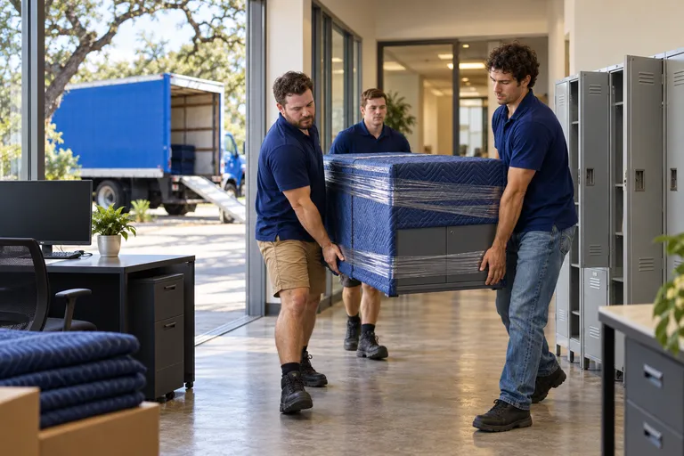 Light Manufacturing Office moving in San Antonio: moving crew at work
