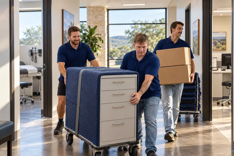 Medical Office moving in San Antonio: moving crew at work