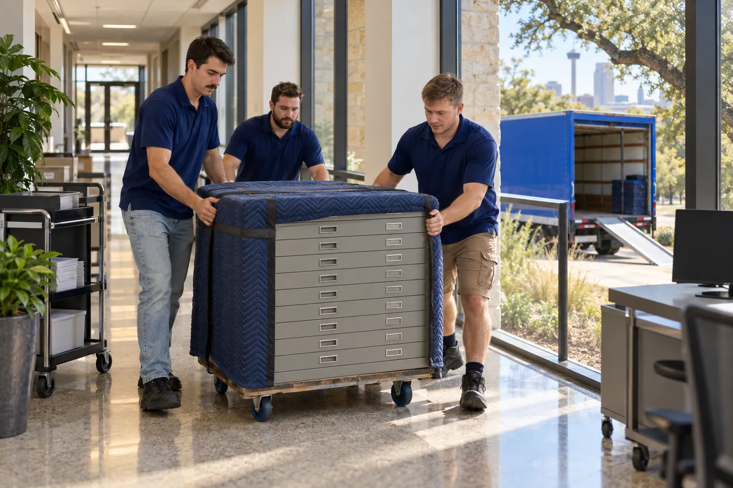 Municipal Department moving in San Antonio: moving crew at work