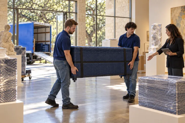 Museum & Gallery moving in San Antonio: moving crew at work
