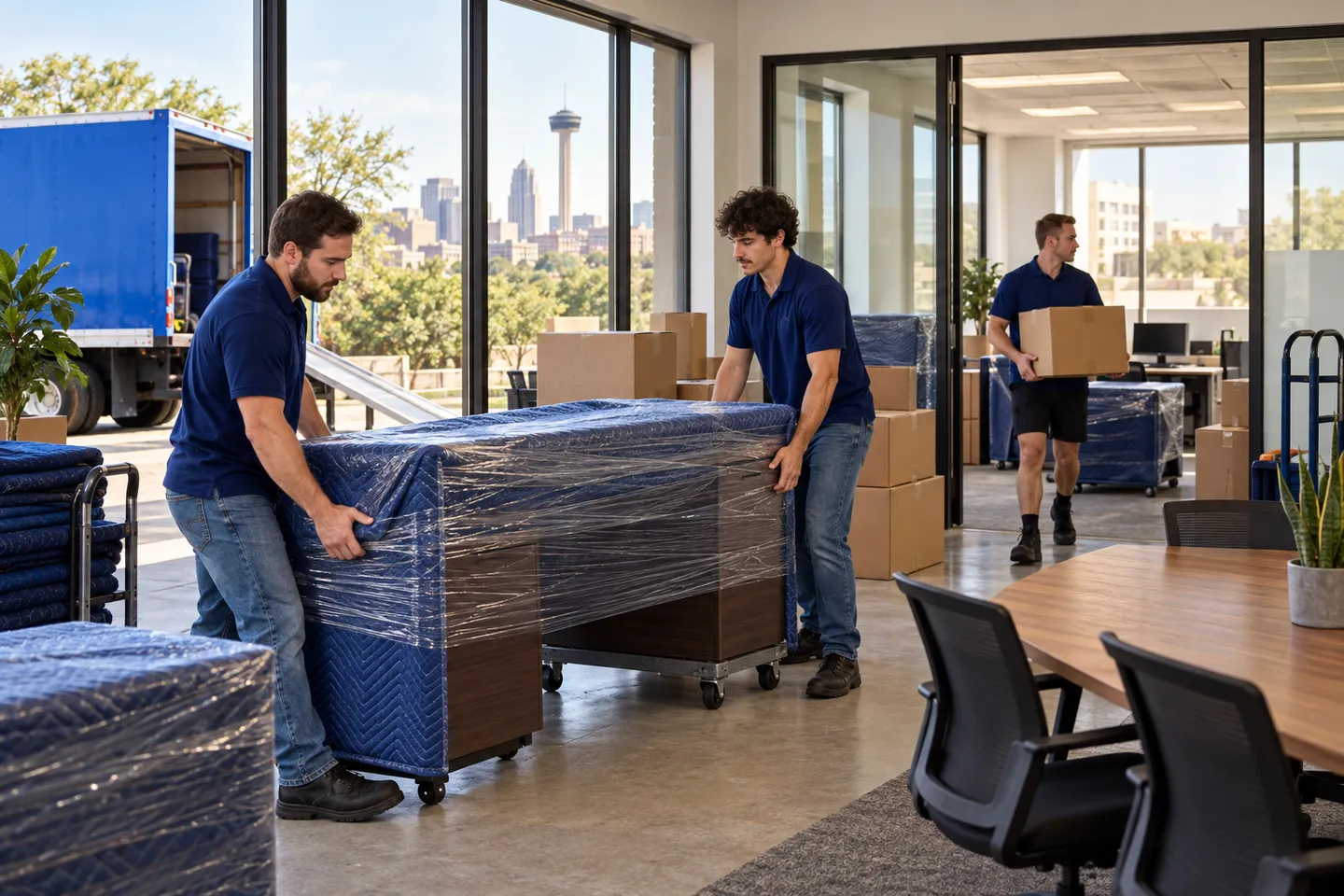 Office Expansion & Consolidation moving in San Antonio: moving crew at work