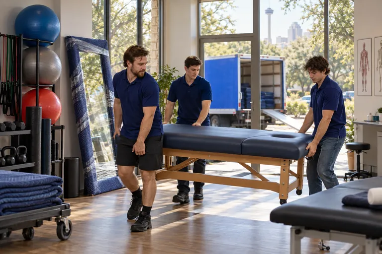Physical Therapy Clinic moving in San Antonio: moving crew at work