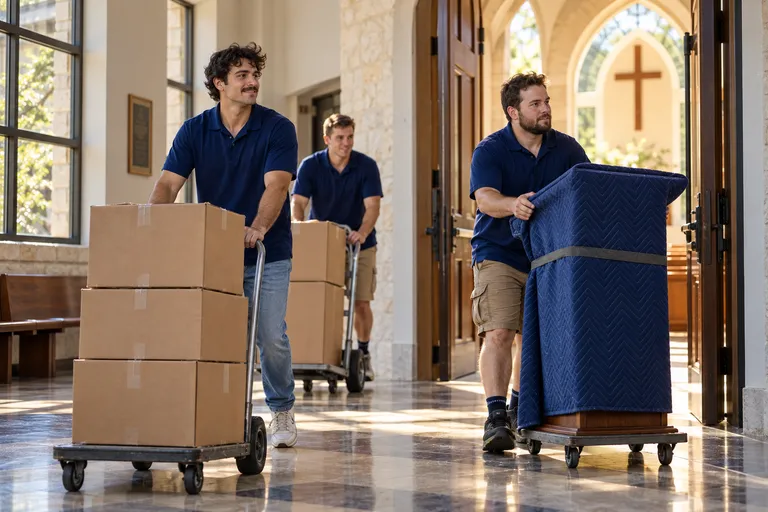 Private School moving in San Antonio: moving crew at work