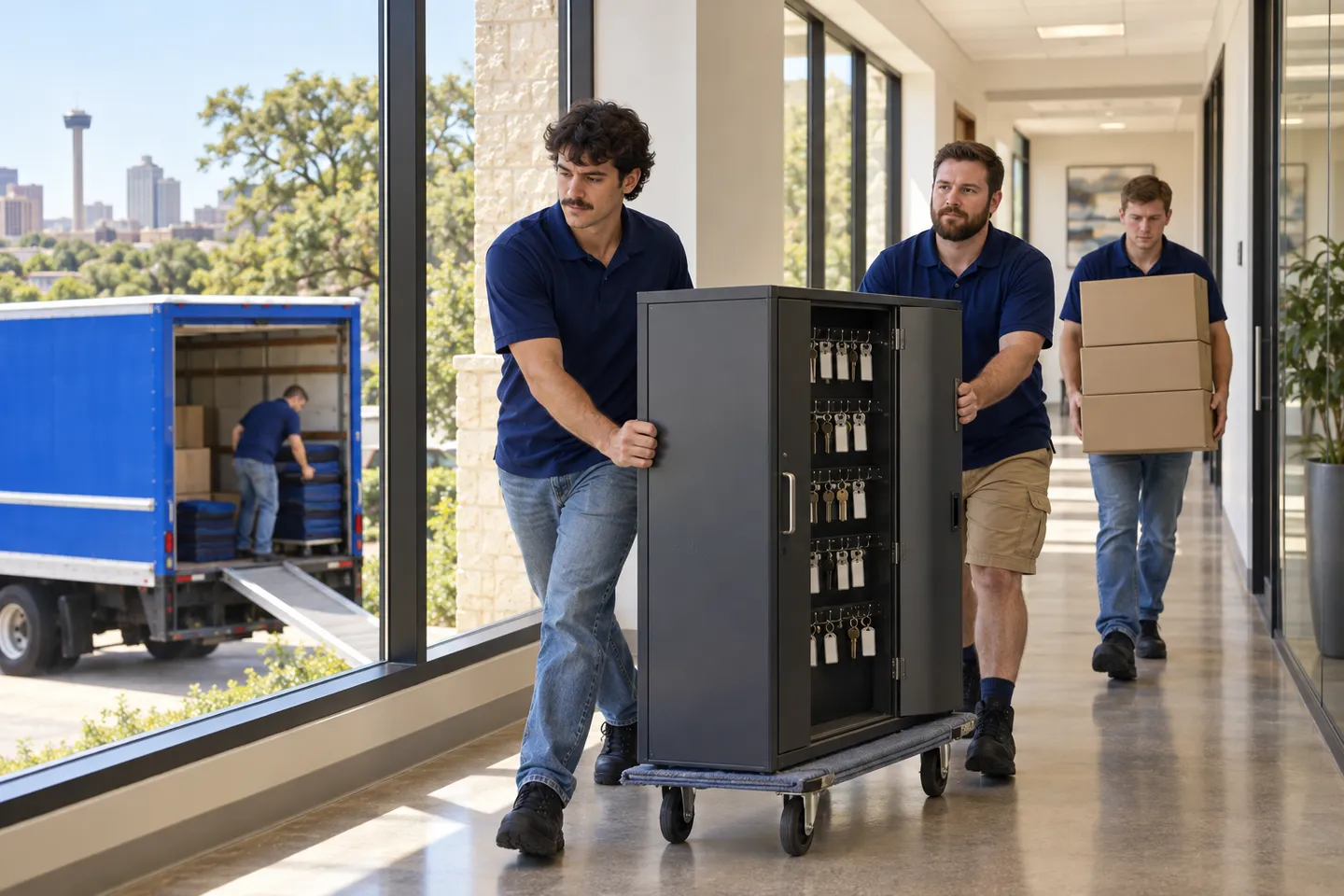 Property Management Office moving in San Antonio: moving crew at work