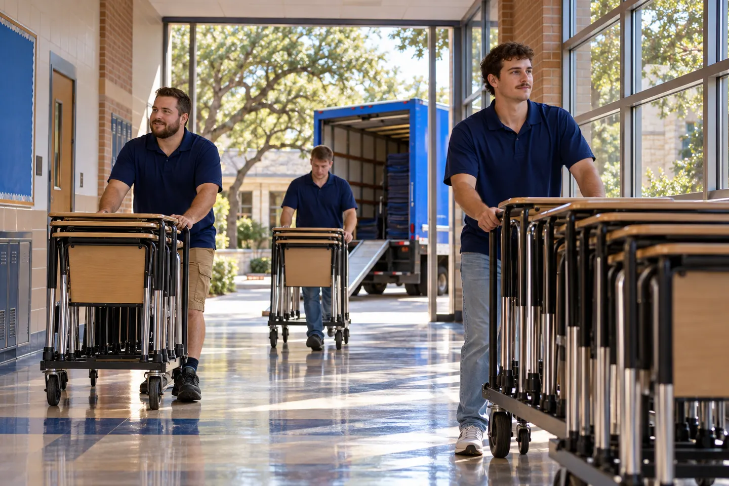 Public School moving in San Antonio: moving crew at work