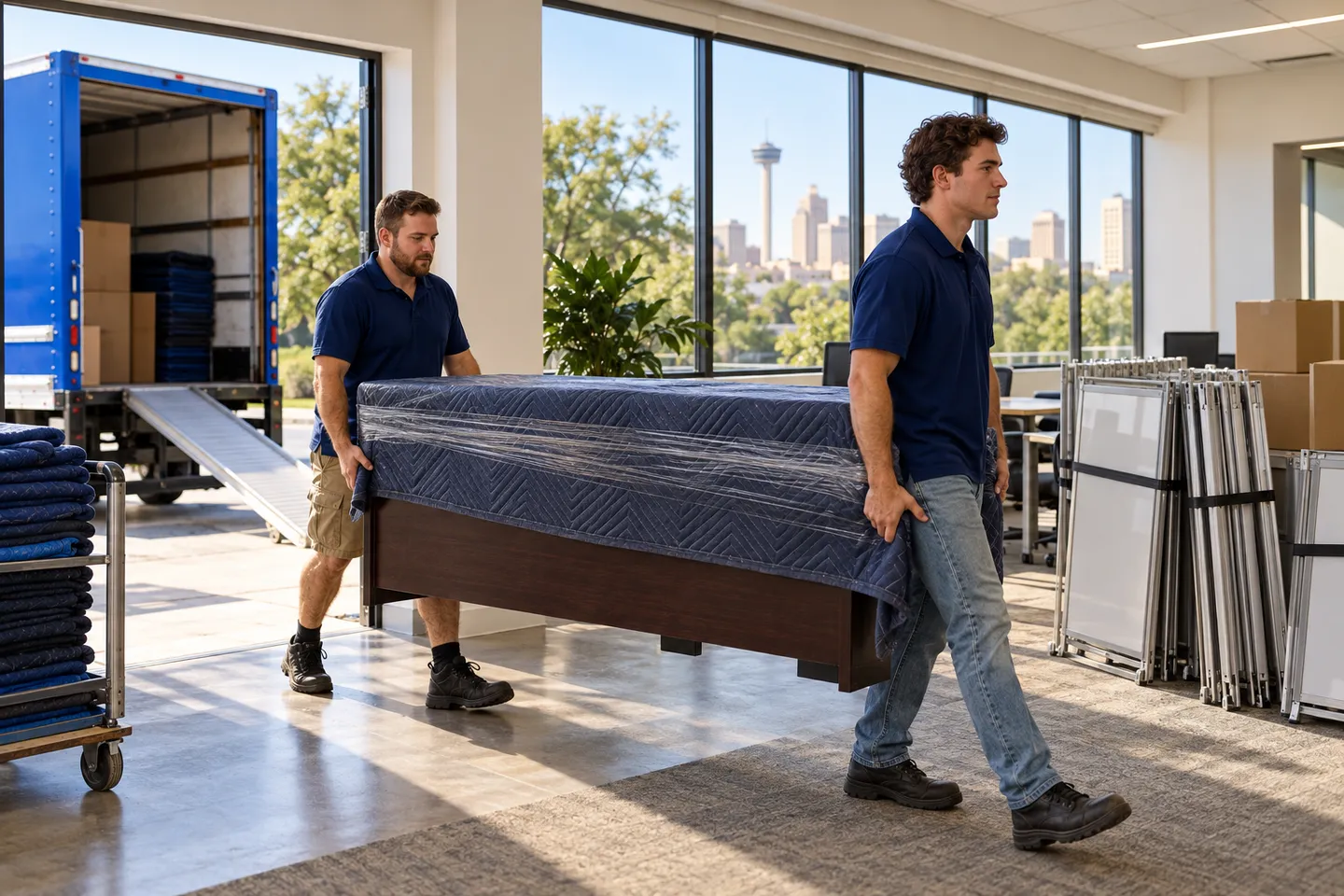 Real Estate Brokerage moving in San Antonio: moving crew at work