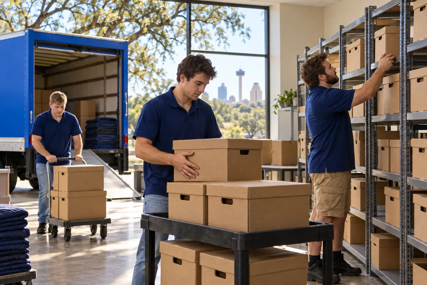 Records Storage moving in San Antonio: moving crew at work