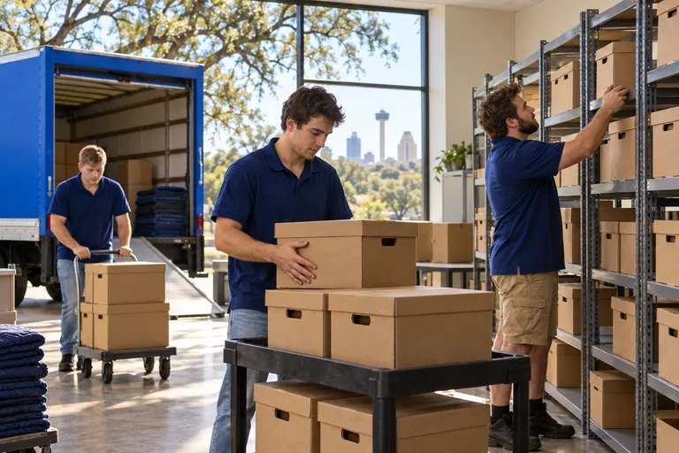 Records Storage moving in San Antonio: moving crew at work