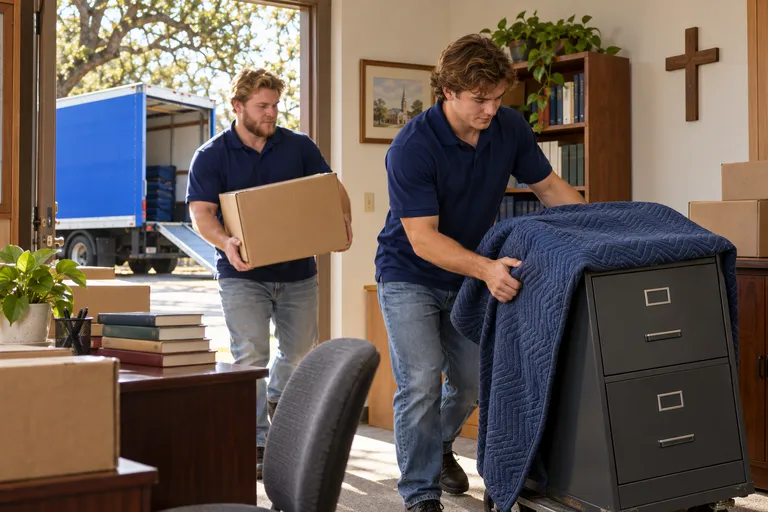 Religious Organization Office moving in San Antonio: moving crew at work