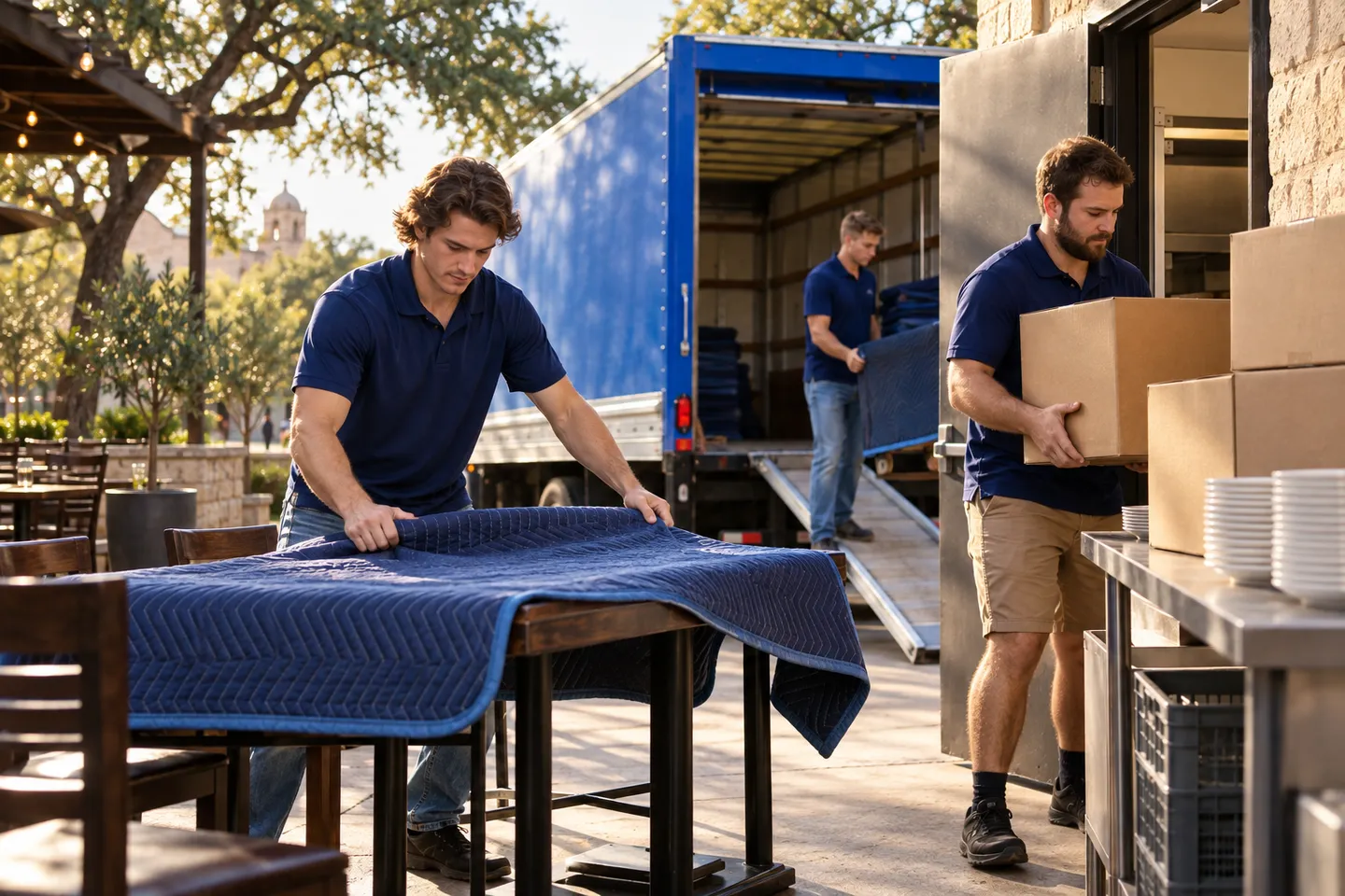 Restaurant moving in San Antonio: moving crew at work