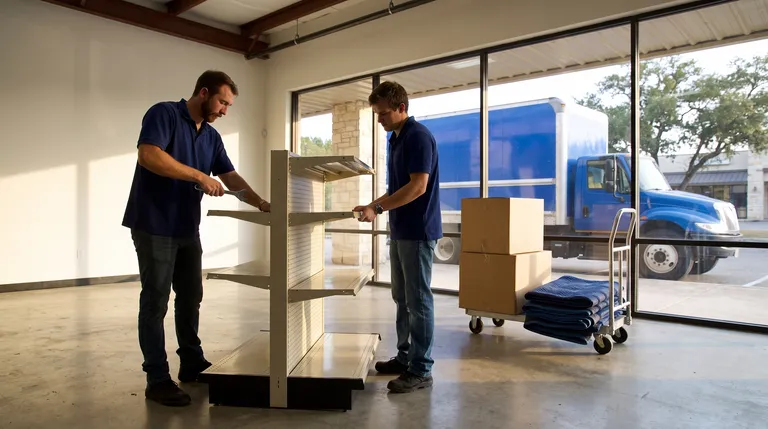 Retail Store moving in San Antonio: moving crew at work