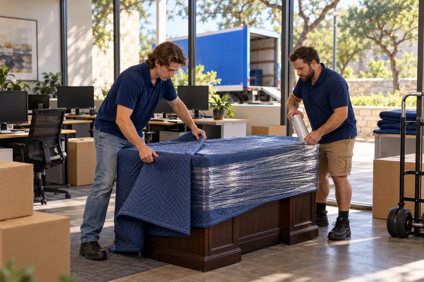 Small Business Office moving in San Antonio: moving crew at work