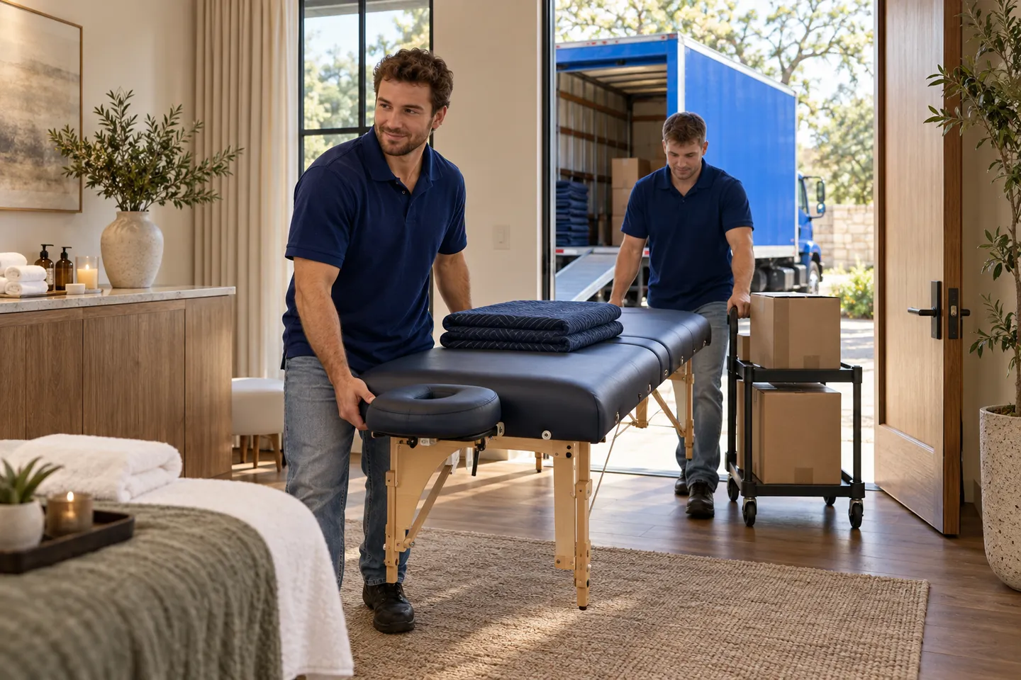Spa moving in San Antonio: moving crew at work