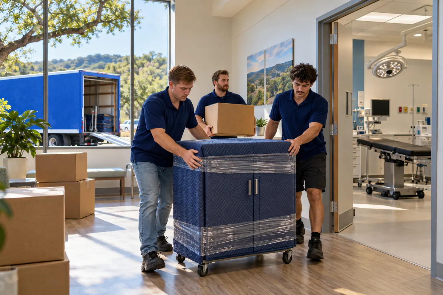 Specialty Clinic moving in San Antonio: moving crew at work