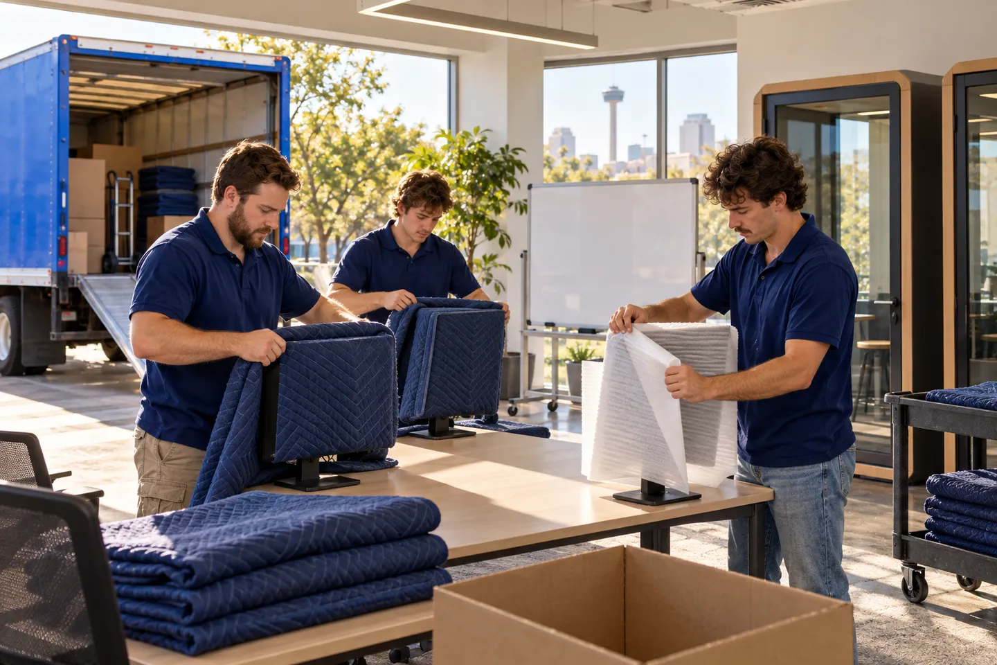 Tech Startup Office moving in San Antonio: moving crew at work
