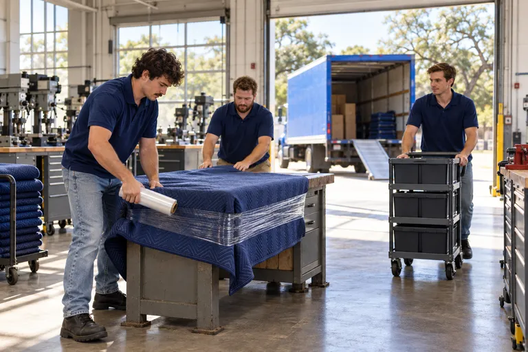 Trade School moving in San Antonio: moving crew at work