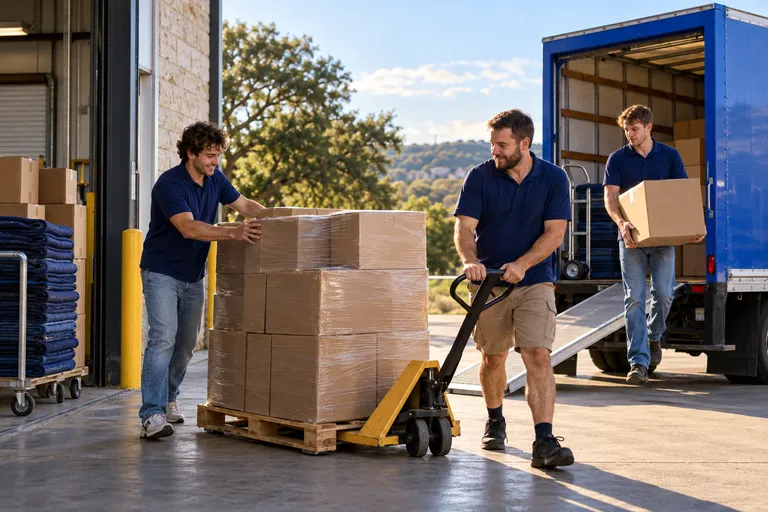 Warehouse moving in San Antonio: moving crew at work