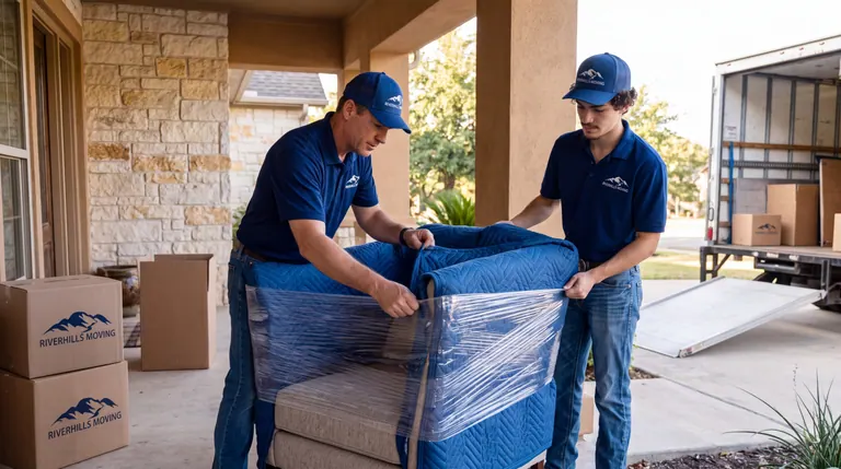 RiverHills Moving shrink-wrapping and strapping furniture for protection