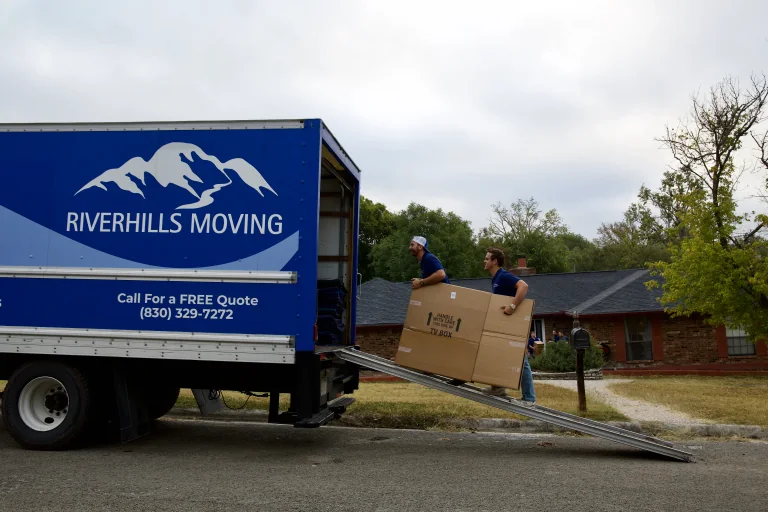 Crew loading the box truck